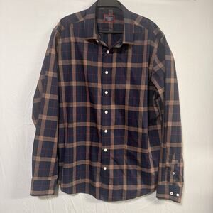 UNTUCKit Mens XL Tall Plaid Button Down Shirt Wrinkle Free 100% Cotton